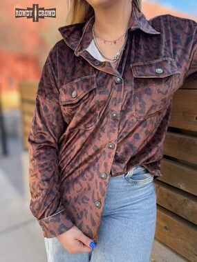 Rowdy Crowd Leopard Print Button-Up Shirt Jacket - Brown/Black